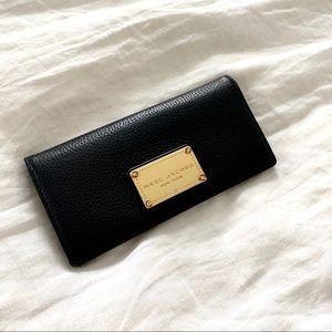 Marc Jacobs Black Leather Wallet w/ Gold Hardware